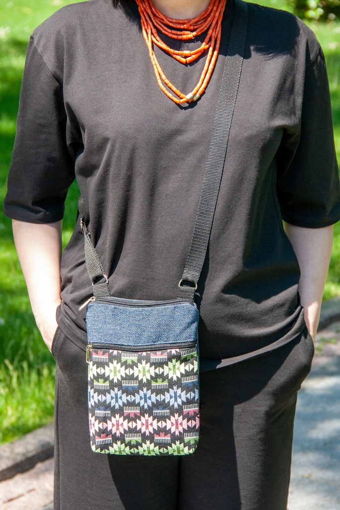 [crp-tribal-blue-s] Crossbody Purse  Tribal Blue S