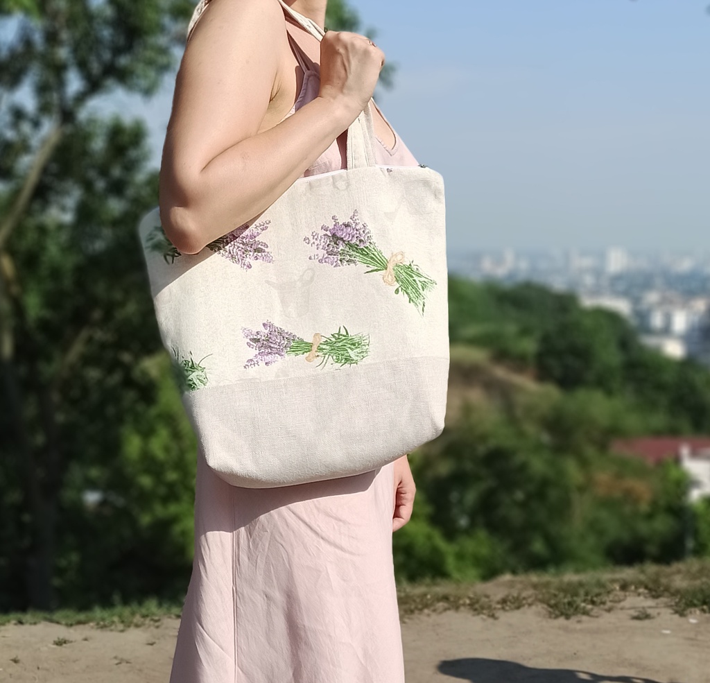 [tbz-lavend-beige-m] Tote Bag Lavender Beige M